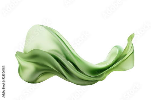 Elegant green abstract wave made of smooth silk flowing gracefully on a transparent background. perfect for modern graphic design projects.