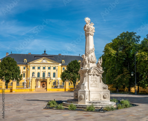 Beautiful baroque Holy Trinity Square (Szentháromság tér), Kalocsa, Hungary