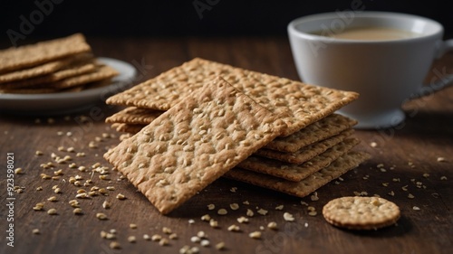 A batch of cris also known aspy buckwheat crackers perfect for snacking or serving with dips.