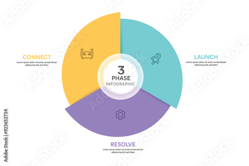 Pie Chart Glassmorphism Infographic Template With 3 Options, Steps, Parts, Segments. Vector Illustration For Business Financial Report.