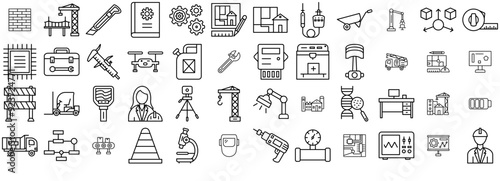 Mega Set Of Vector Engineering Icons Silhouette Vector Logo Design Containing Engineering,Construction,Measurement,Tool,Technology Vector Illustration Linear Pictogram Pack