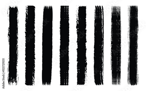 Straight Black Brush Strokes Set. Grunge Paint stripe. Vector grungy paint brush strokes collection. Black paint spots vector for design.