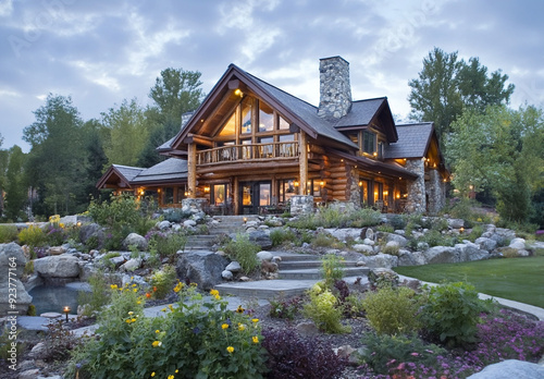 Luxury log cabin with landscaping 