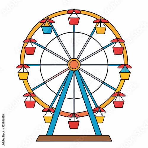 A drawing of a ferris wheel art vector illustration