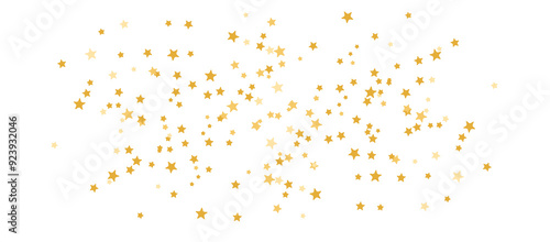 Golden star design isolated on transparent background. Luxury gold stars confetti. Events decoration design elements. seamless confetti stars for design