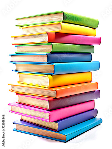 Multicolored books for self-improvement and academic research. AI Generation.