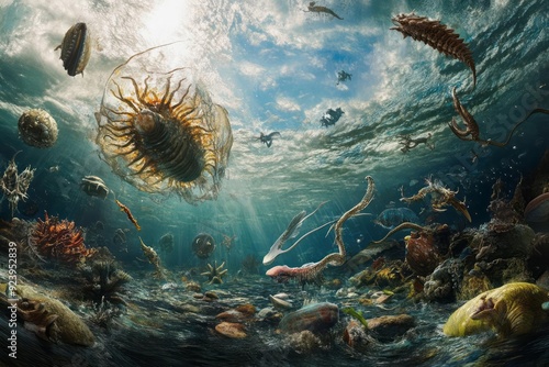 Cambrian explosion, with a variety of bizarre and fascinating early life forms populating the seas