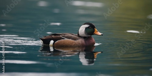 White-headed ducks swimming gracefully in serene waters.