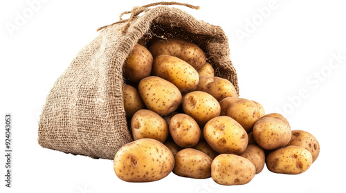 Potatoes in sack transparent background