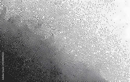 Grunge halftone gradient background. Faded grit noise texture. White and black sand wallpaper. Retro pixelated backdrop. Anime or manga style comic vector graphic design textured illustration