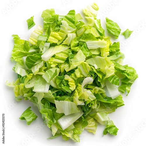 Detailed Hyper-Realistic Image of Chopped Romaine Lettuce Isolated Portion HDR