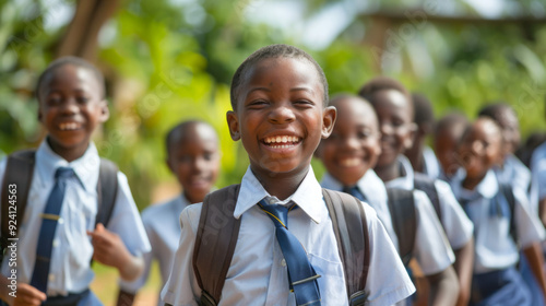 Students in new school uniforms brimming with excitement and anticipation for the academic year ahead