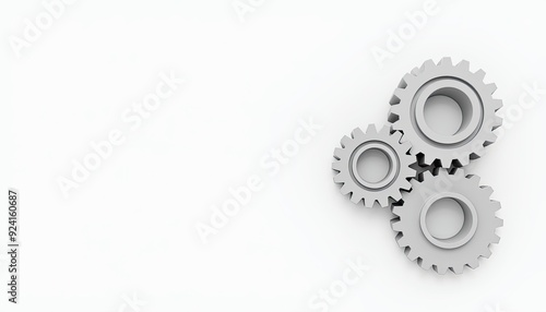 Three interlocking gears on a plain white background, symbolizing teamwork and coordination.