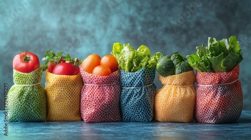 set of beeswax food wraps in vibrant colors, used to cover fresh produce on a kitchen table, soft ambient lighting, natural and reusable tones