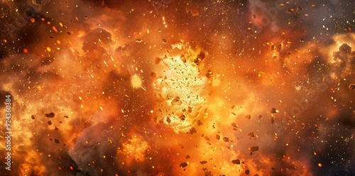 Fiery Explosion. High detailed explosion on plain background concept