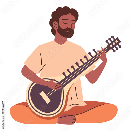 man playing a sitar