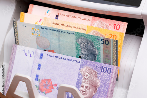 Malaysian ringgit in the counting machine