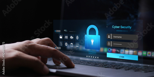 Cyber security and Security password login online concept Hands typing and entering username and password of social media, log in with smartphone to an online bank account, data protection hacker