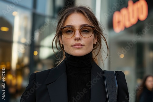 Walking In Style, Confident Businesswoman Striding Through The City