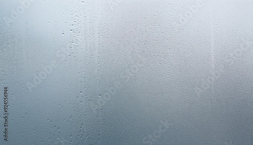 closeup view capturing the intricate condensation of fog on a window glass surface, showcasing the delicate patterns and textures formed as moisture interacts with the cold glass, creating a misty eff