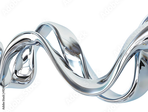 Abstract Liquid Metal Swirling on a Transparent Background, Abstract Silver Design with Metallic Sheen, Fluid Abstract Design in 3D, Abstract Metal Swirl with Reflection