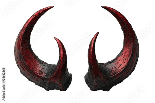 Halloween red devil horns. Cutout satan character horns design element