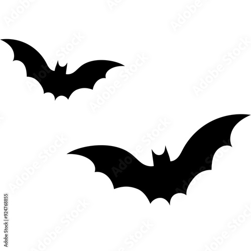 2 bats flying silhouettes illustration