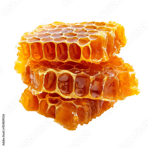 Fresh honey with honeycombs isolated.