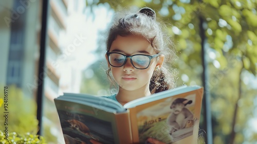 A student reading an informational book about animals.