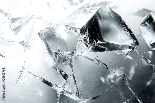 Shattered Ice Crystal with Sharp Edges and Reflections