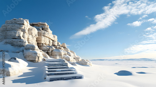 Thawing permafrost revealing ancient structures beneath the snow