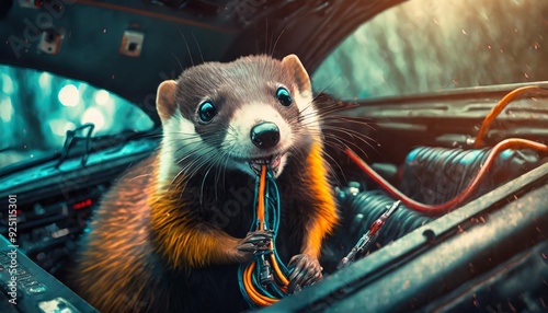 the marten bites the cables 