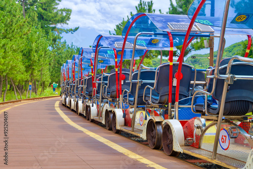 Line of Rail Bikes at Chogok Rest Stop