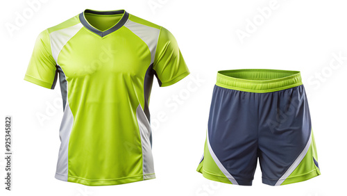 PNG lime green sports uniform with gray shorts transparent