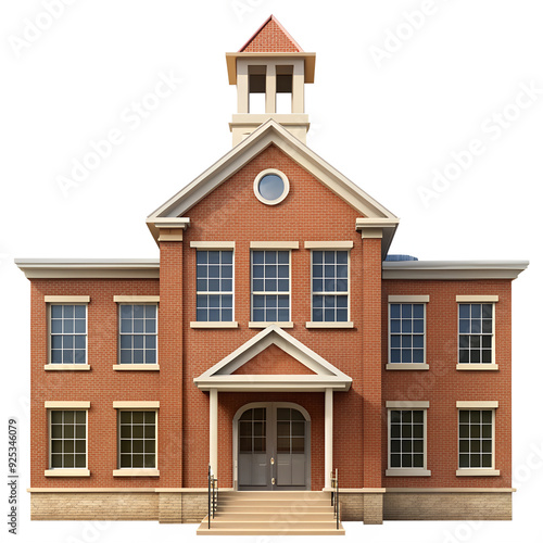 PNG vintage schoolhouse with bell tower and steps transparent