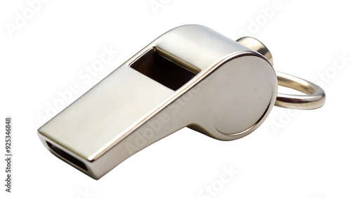 PNG silver whistle for sports or coaching use transparent