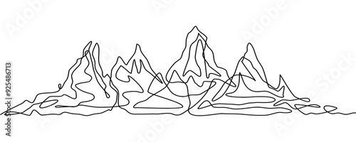 Simplistic black line art of mountain ranges