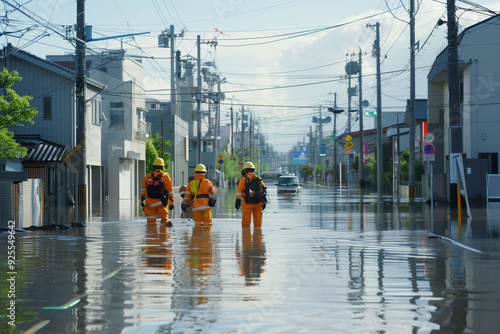 大雨・洪水・氾濫・津波で冠水した被災地のイメージ写真