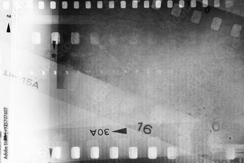 Film strip negatives grey background