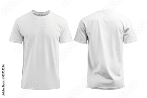 Blank white t-shirt mockup, front and back view