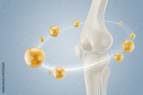 healthy bone human with Foods vitamin or Calcium, and Collagen, Medical food concept background 3d illustration.