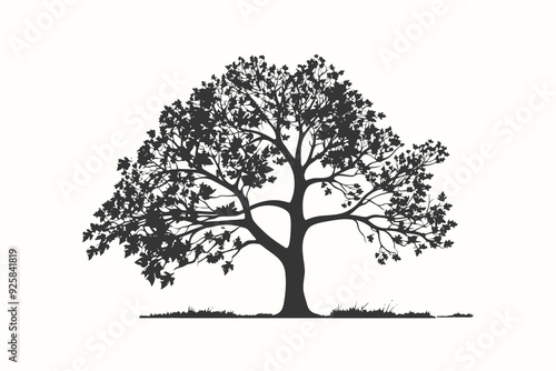 Sycamore tree silhouette vector illustration