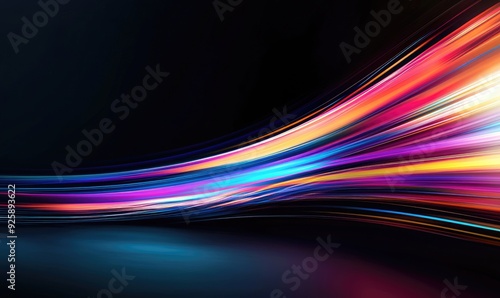 Abstract Neon Light Streaks Curved in Dynamic Motion