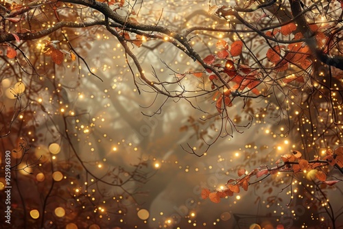 Twinkling Lights Among Autumnal Branches