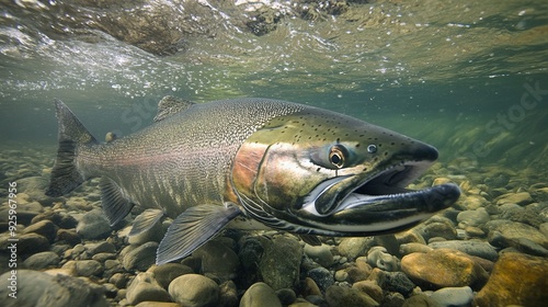 Majestic Large Chinook Salmon: A Symbol of the Pacific's Bountiful Marine Life.