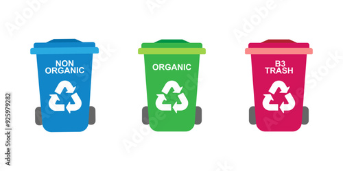 recycling bin collection vector set in flat design template