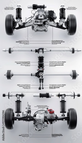 Animated Diagram of Car Suspension System with Detailed Labels for Educational Purposes