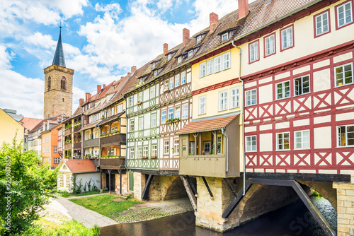 View at the Kramer bridge in the streets of Erfurt - Germany