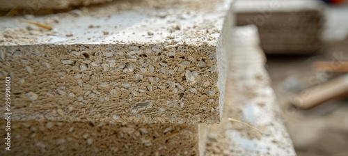 Close-Up of Hempcrete Insulation Blocks in Sustainable Construction for Eco-Friendly Building Projects