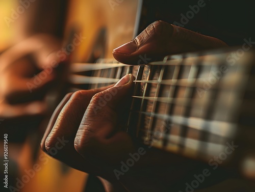 Close-Up of Hands Playing Guitar